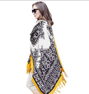 Anyyou 100% Merino Wool Mustard And Patterns  Silk Satin Large Winter Scarf Pashmina Shawl Bandana Perfect For Women Ladies Fashion Style
