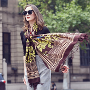 Anyyou 100% Merino Wool Multipattern Color  Silk Satin Large Winter Scarf Pashmina Shawl Bandana Perfect For Women Ladies Fashion Style