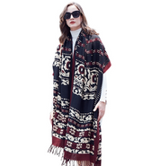 Anyyou 100% Merino Wool Black Burgundy  Silk Satin Large Winter Scarf Pashmina Shawl Bandana Perfect For Women Ladies Fashion Style