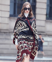 Anyyou 100% Merino Wool Black Burgundy  Silk Satin Large Winter Scarf Pashmina Shawl Bandana Perfect For Women Ladies Fashion Style