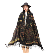 Anyyou 100% Merino Wool Brown Creative Pattern  Silk Satin Large Winter Scarf Pashmina Shawl Bandana Perfect For Women Ladies Fashion Style