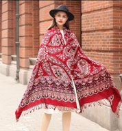 Anyyou 100% Merino Wool Claret  Silk Satin Large Winter Scarf Pashmina Shawl Bandana Perfect For Women Ladies Fashion Style