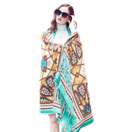 Anyyou 100% Merino Wool Cyan Multipattern  Silk Satin Large Winter Scarf Pashmina Shawl Bandana Perfect For Women Ladies Fashion Style