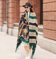 Anyyou 100% Merino Wool Green Archeologic  Silk Satin Large Winter Scarf Pashmina Shawl Bandana Perfect For Women Ladies Fashion Style