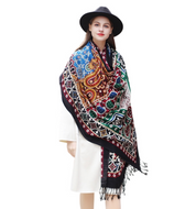Anyyou 100% Merino Wool Black Multipatterns  Silk Satin Large Winter Scarf Pashmina Shawl Bandana Perfect For Women Ladies Fashion Style