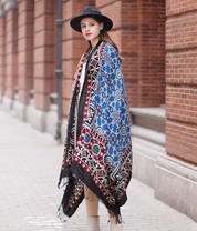 Anyyou 100% Merino Wool Black Multipatterns  Silk Satin Large Winter Scarf Pashmina Shawl Bandana Perfect For Women Ladies Fashion Style