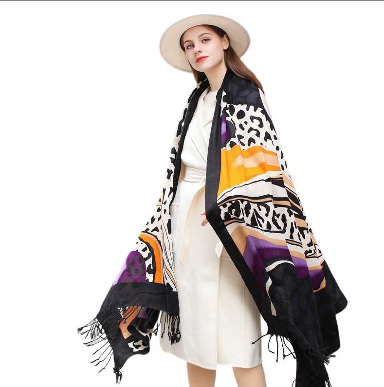Anyyou 100% Merino Wool Animal Pattern  Silk Satin Large Winter Scarf Pashmina Shawl Bandana Perfect For Women Ladies Fashion Style