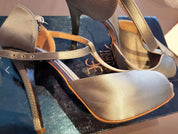 Fabi satin / leather peep-toe heels
